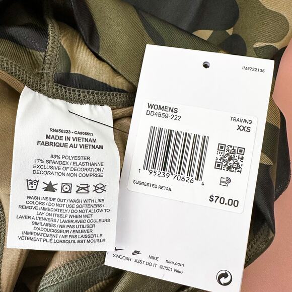 Nike Mid-Rise Camo Dri-FIT Tight Fit One Leggings Green size XXS NWT DD4559-222 - Picture 11 of 12